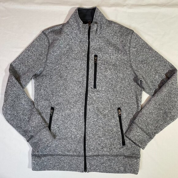 Sonoma Mens Size S Knit Fleece Full Zip Jacket Marled Gray Mock Neck Pockets - Picture 1 of 11